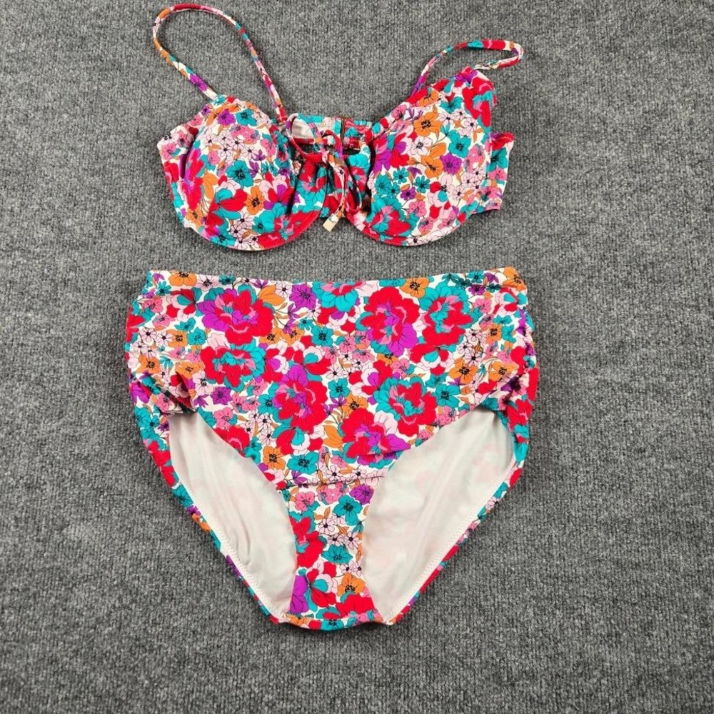 Raisins Curve Bikini Set Womens 16W Multicolor Floral High Waist 2pc